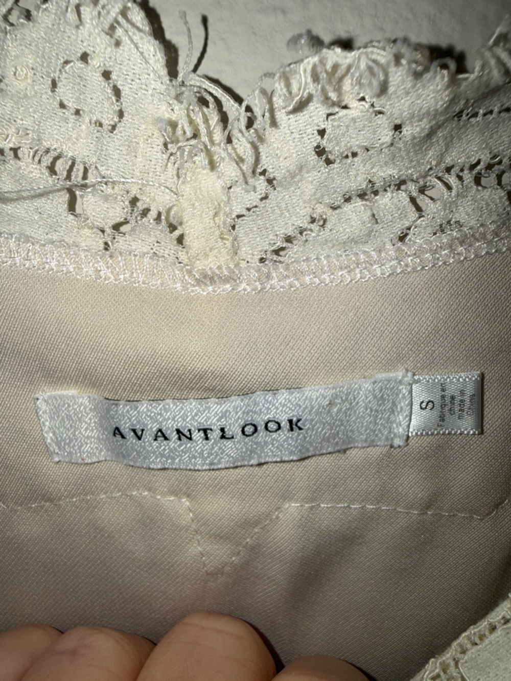 Avantlook Cream Lace-Trim Midi Dress - Small - Picture 2 of 6